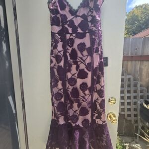 Lulu's Purple and Pink Floral Lace Dress